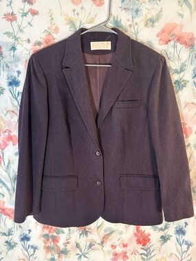 Vintage Classic Women's Wool Blend Dark Brown Blazer